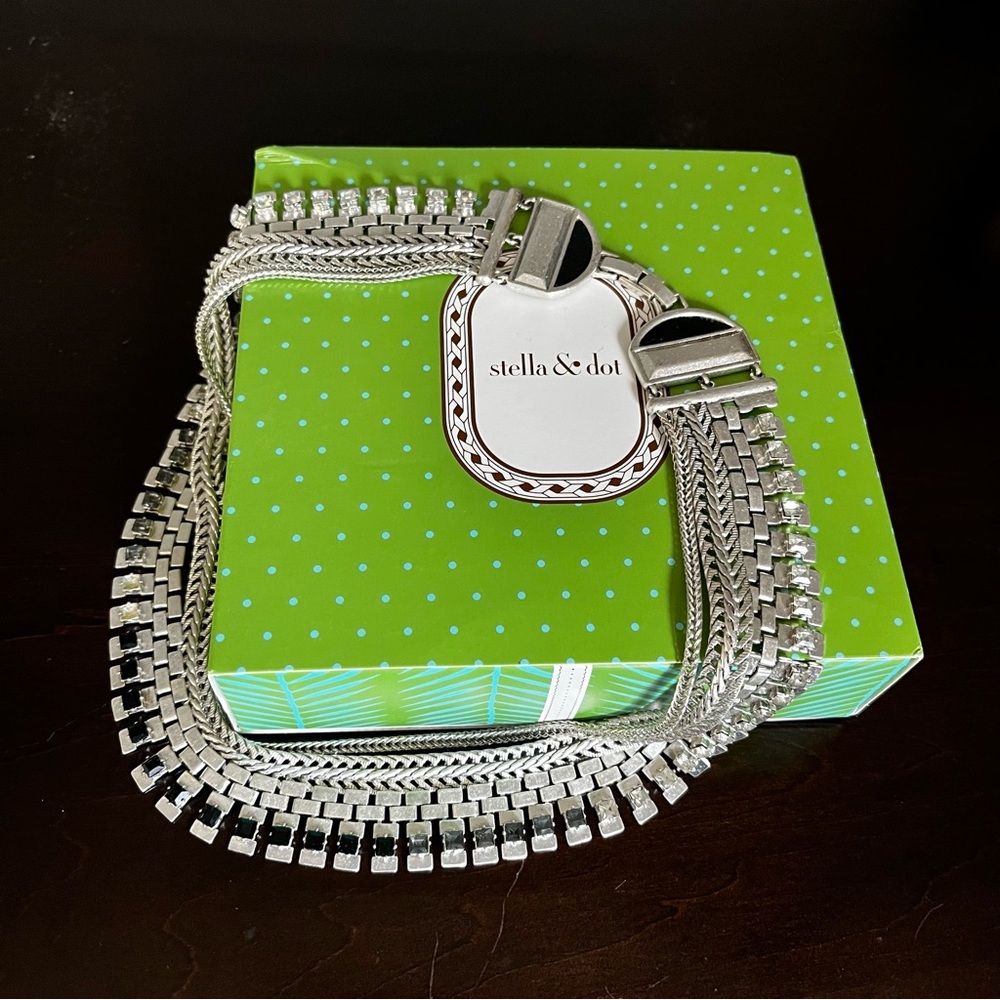 Stella & Dot Silver Electra Statement Multi-Stran… - image 1